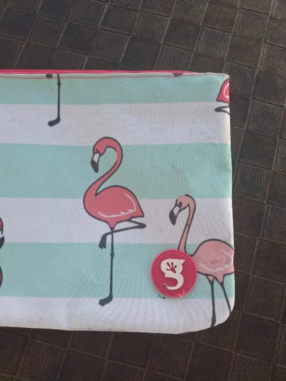 geckobrands Flamingo Stripe Swim Bag Waterproof Wet Dry Wristlet Coastal Preppy
